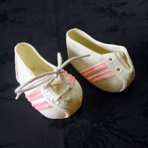 Cabbage Patch Kids Tennis Shoes Pink Stripe Vintage 1980s CPK Missing One Lace